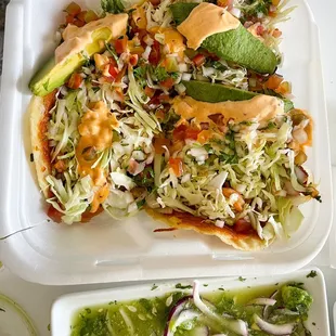 Tacos gobernador and what's left of aguachiles
