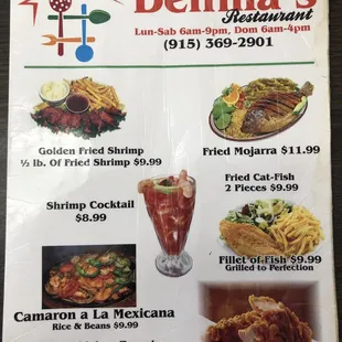 Menu front.