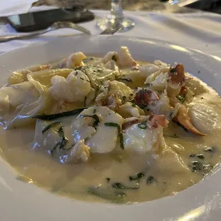 Open faced lobster ravioli