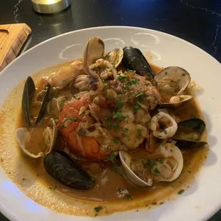 Seafood pasta, not the exact name of the dish but just ask for it and waitstaff should know.