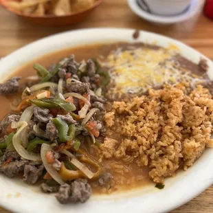 Steak Picado rice and beans.