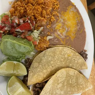 Carne Asada taco plate