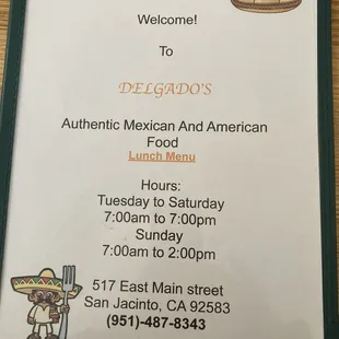 Menu - page 1