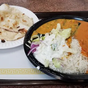 Lunch combo. Naan was delicious, food is good.