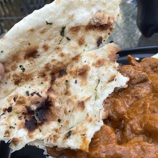 Garlic naan and lamb vindaloo