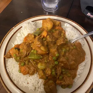 Lamb Sabji with Jasmine rice.