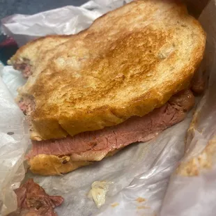 Toasted Cornbeef w/ Swiss Cheese!! I ate the pickle spears!...lol