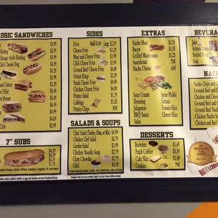 Second half of the menu.
