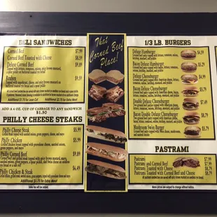 First half of the menu.