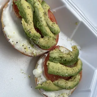 Cream cheese, Tomato Avocado with Lemon Pepper--Delicious combination!