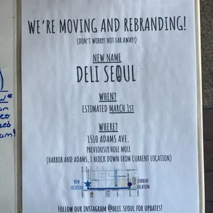 Deli and Bagel Café is moving on March 1st  and rebranding to Deli Seoul! New address is 1510 suite B, Adams Ave. Costa Mesa 92626.