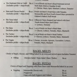 Lunch menu