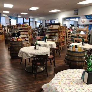 the inside of a deli store