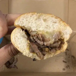 Small tri-tip steak sandwich w/ Jack cheese and no mayo.