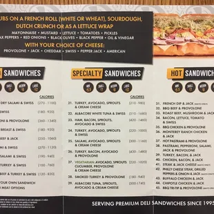 Front of Menu