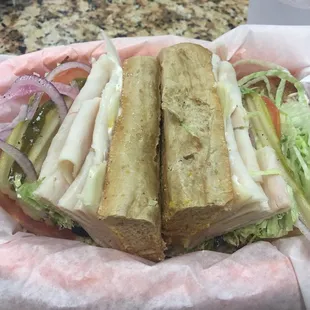 Number 4 on wheat. Turkey and Swiss sandwich size medium.