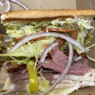 Turkey, avocado, and bacon and I added roast beef! It was fantastic!