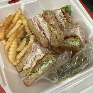 a sandwich and french fries