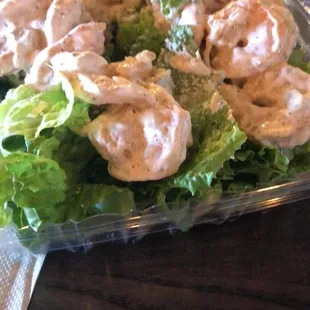 Caesar salad with shrimp salad