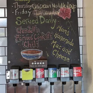 a menu on a blackboard