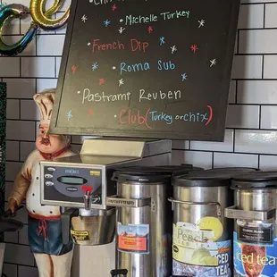 a menu on a blackboard