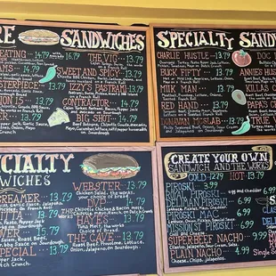 Menu posted on wall inside