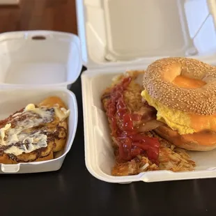 Giant Breakfast Sandwich and One French Toast