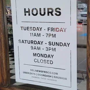 HOURS &amp; DAYS