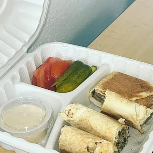 a tray of food on a table