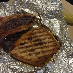 My brisket sandwich with cheddar. Awesome!