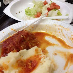 Leftover stuffed cabbage and mashed!