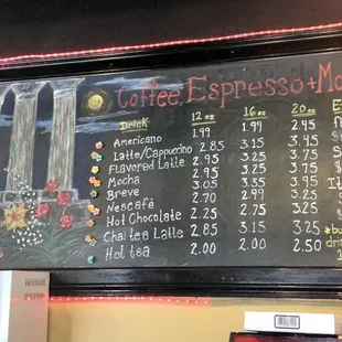 Coffee Menu Board - Deli Shez Café - Belltown - Seattle