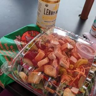 Vegan salad! Deli street with tofu
