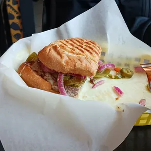 Steak and cheese torta