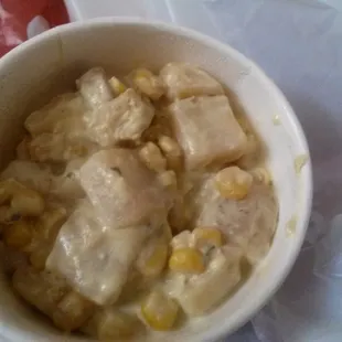 Clam chowder..it&apos;s like yucky goo..more like potato corn crap! Nasty!   Never Get this!