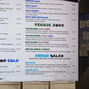 menu