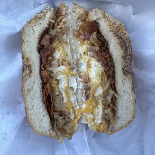 Baby Kong Breakfast Sandwich (added cream cheese and subbed bacon)