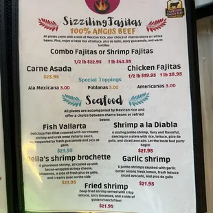 Sizzling Fajitas, Seafood