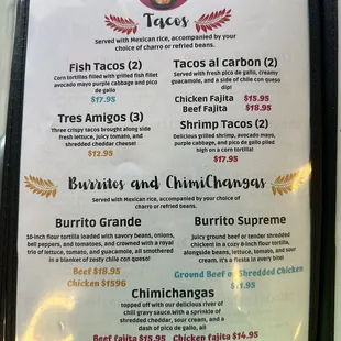 Tacos, Burritos, Chimichangas