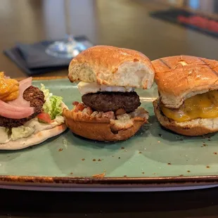 Falafel, lamb and beef sliders
