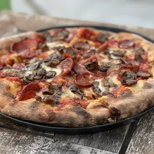 Delia's with pepperoni and mushroom