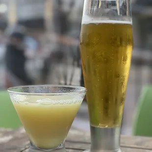 Limoncello Martini and Peroni beer