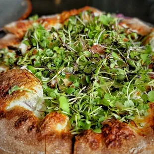 PROSCIUTTO WHITE - Ricotta, Prosciutto, Pine Nuts, Fresh Micro Greens, Fig Balsamic Drizzle