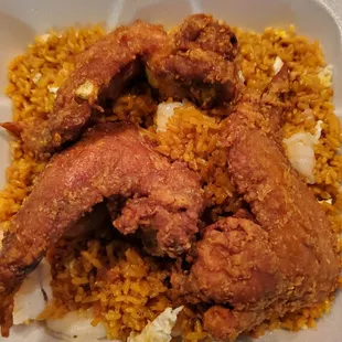 Wings &amp; shrimp fried rice via UberEats