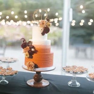 a wedding cake and desserts