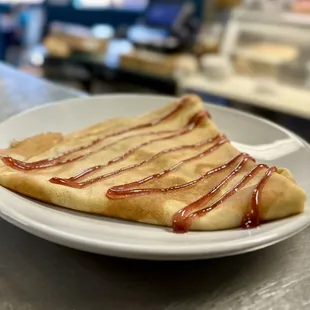 Organic ingredient crepe with Bonne Maman jam. Simplicity at its finest!
