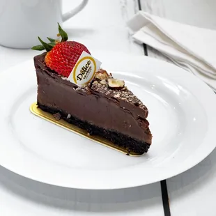 a piece of chocolate cake on a plate