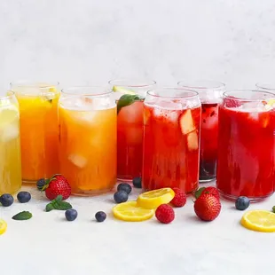 a variety of fruit drinks