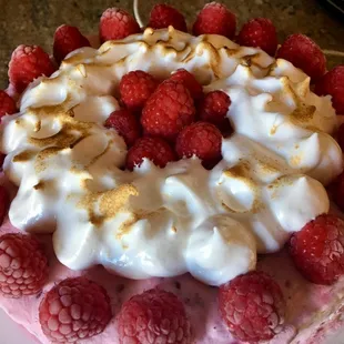 Raspberry Frozen Meringue Cake