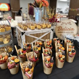 Charcuterie cup and parfait cups.